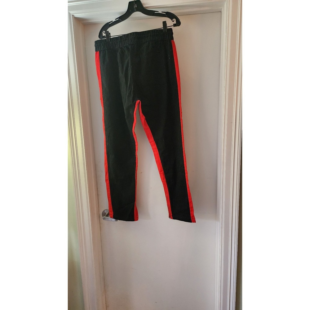Steven  Men's Red & Black A9 Joggers Drawstring Zipper Pockets Medium